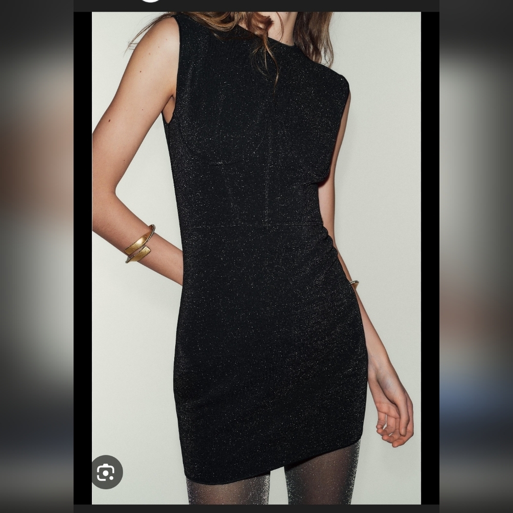 Zara Black Sparkle Bodycon Boning Mini Dress